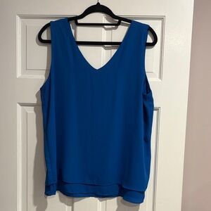 Ann Taylor Royal Blue V-Neck Blouse